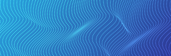 Obraz premium Abstract digital waving 3d particle technology background design. Futuristic moving dots particles, hi-tech and big data visualization for brochures, flyers, magazine, business card,