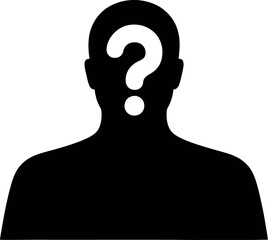 Silhouette of a person with a question mark inside their head symbolizing uncertainty