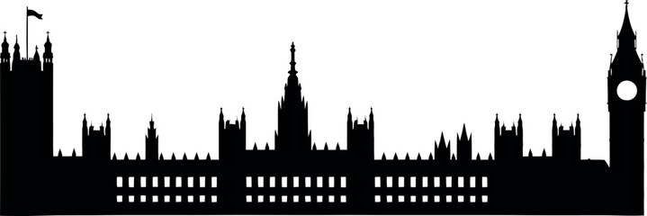 Fototapeta premium Black silhouette of the houses of parliament and big ben in london