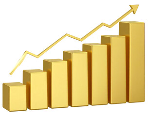 PNG Gold investment stock market diagram 3d concept isolated on transparent background 