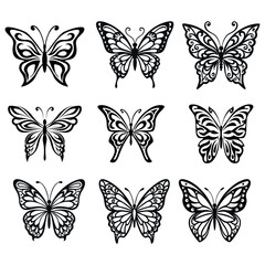 Obraz premium Seamless pattern with colorful vector butterfly set, ideal for nature-inspired design and decoration