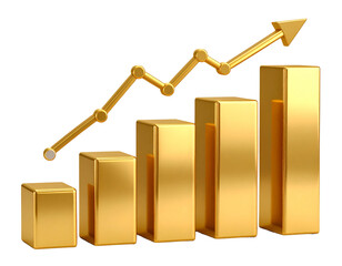 PNG Gold investment stock market diagram 3d concept isolated on transparent background