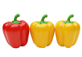 Isolated Three Bell Peppers Red and Yellow Vegetables