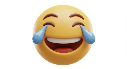 Fototapeta premium Digital emoji smiling face with tears of joy