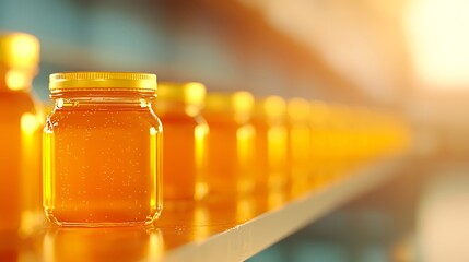 Golden Honey Jars in Sunlight