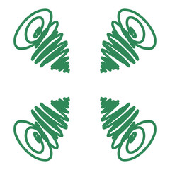 Doodle line art inspired by curly hari and storm illustration icon that can be used for sticker, book, mandala, scrapbook, icon, decorative, etc. with aesthetic colorful green color