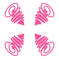 Doodle line art inspired by curly hari and storm illustration icon that can be used for sticker, book, mandala, scrapbook, icon, decorative, etc. with aesthetic colorful pink color