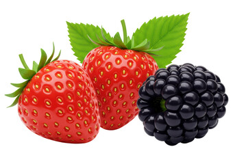 Isolated Fresh Strawberries and Blackberry Composition