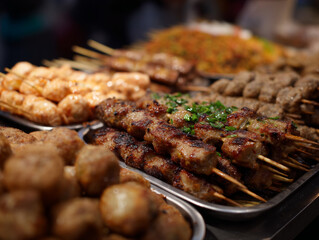 Variety of street food in Asia.
