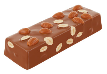 Isolated Chocolate Bar with Almonds Topping Sweet Snack