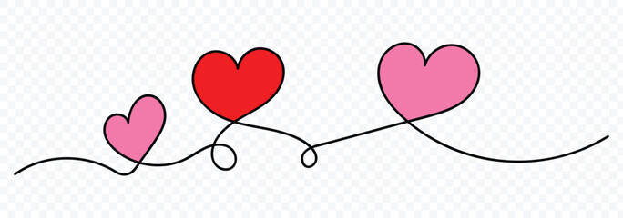 Line art continuous heart icon isolated. Minimalism hand drawn style. heart, love, valentine, wedding. one line art style isolated on white background. Heart or love line doodle. Vector illustration.