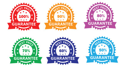 100% Guarantee Stamp – Best Price Red Vector Seal Illustration for Quality and Trust Badges