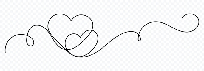 Continuous heart line drawing fancy minimalist illustration. Abstract love symbol. Love outline symbol. Continuous line art drawing. Vector illustration