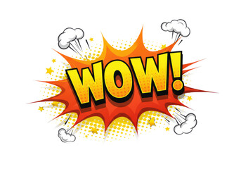 Isolated Comic Style WOW Expression with Halftone Background