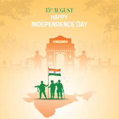 India Happy Independence Day greeting card social media post design