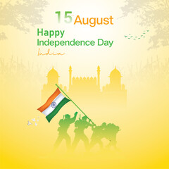 India Happy Independence Day greeting card social media post design