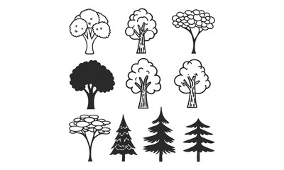 Assortment of Illustrated Tree Designs