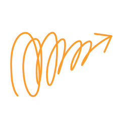 Fototapeta premium Doodle curly arrow illustration cute icon that can be used for sticker, book, mandala, scrapbook, icon, decorative, etc. with aesthetic colorful orange color
