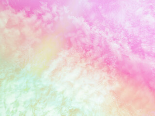 beauty sweet pastel tellow and green colorful with fluffy clouds on sky. multi color rainbow image. abstract fantasy growing light