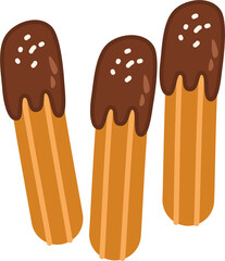 delicious Churros with cinnamon and chocolate