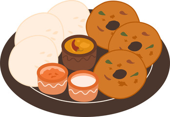 Idli Medu vada, South Indian sambhar, chutney, South Indian breakfast