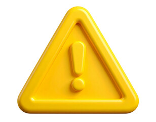 Warning sign PNG icon 3d isolated transparent background alert danger caution symbol