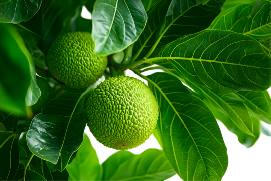 Maclura Pomifera close-up, showcasing its unique, textured surface amidst foliage