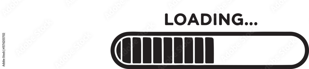 Poster Vector art of black loading bar with progress segments on transparent background