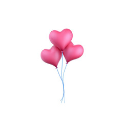 A delightful cluster of three heart-shaped balloons, valentine's day, transparent background