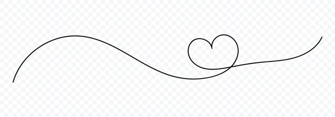 Continuous heart line drawing fancy minimalist illustration. Abstract love symbol. Love outline symbol. Continuous line art drawing. Vector illustration