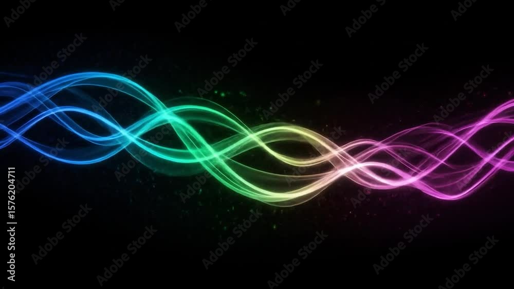 Wall mural abstract spectrum waves float above background glitter. for motion graphic design