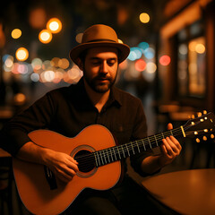 Obraz premium man playing guitar