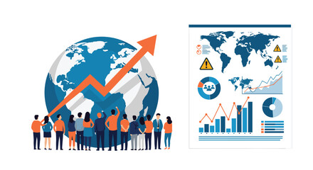Obraz premium Global economic growth trends and market analysis visualized with data charts