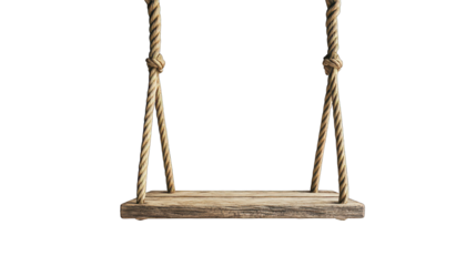 Wooden Swing with Rope, Isolated, and Black PNG Transparent Background