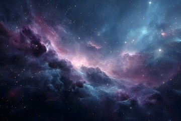 Fantasy Galaxy Background with Glowing Nebulas

