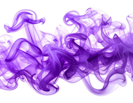 Close Up of Dense Purple Smoke Rising in Twisted Patterns isolated on transparent background PNG