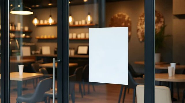 Flat Mockup of White Paper or Sticker Poster for Restaurant Marketing: Cute Vector Illustration for Coffee Shop Promotions and Announcements