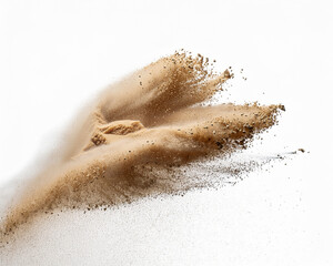 Macro close-up of isolated pink sea salt and white sugar crystals on a white background, resembling abstract snow