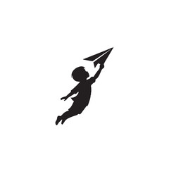 Child Flying Paper Airplane Silhouette – Imagination, Playful Spirit & Childhood Dreams