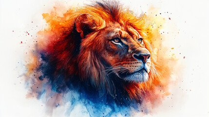 Naklejka premium lion watercolor style painting of the king of beasts