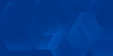 Obraz premium Modern abstract blue background with glowing geometric lines. Blue gradient hexagon shape design. Futuristic modern