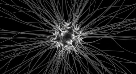 Naklejka premium Intricate Neural Network Visualization Abstract Art of Connecting Neurons and Synapses with Sparkles