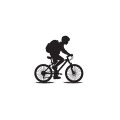 Fototapeta premium Boy Riding Bicycle with Backpack Silhouette – Youthful Motion, School Journey & Outdoor Freedom