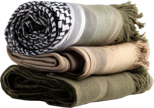 Folded Traditional Fabric Textiles in Earth Tone Colors
