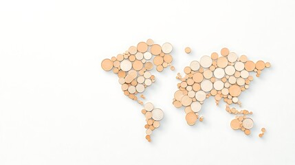World Map Made of Coins, Global Finance Concept