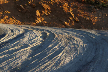 Dirt roads with many tire track