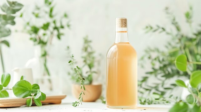 Natural Herbal Elixir Bottle with Cork , Wellness Drink