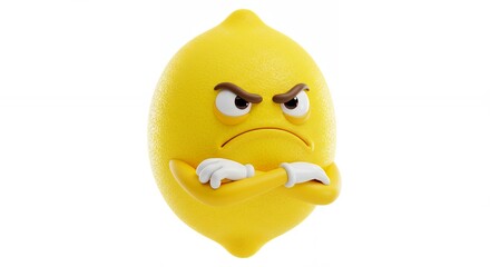 Angry lemon cartoon illustration