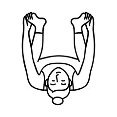 Minimal line art of woman in happy baby yoga pose lying on back
