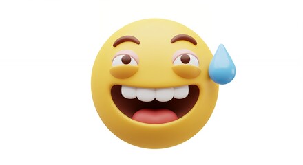 Fototapeta premium Happy emoji with sweat droplet